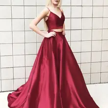 Комплект из двух предметов простой дизайн спагетти верх с лямками атласное платье для выпускного вечера robe de soiree