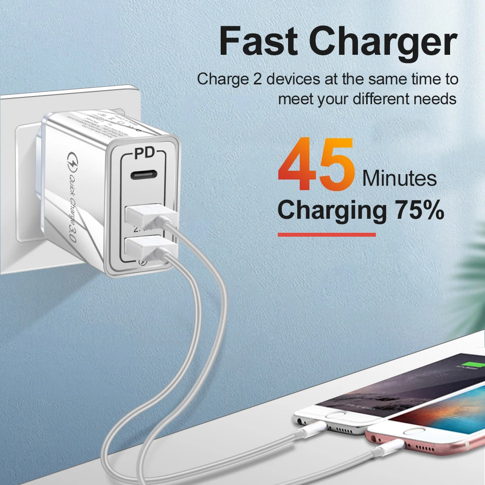 Зарядное устройство USB PD Type C быстрая зарядка 3 0 QC для путешествий Внешнее