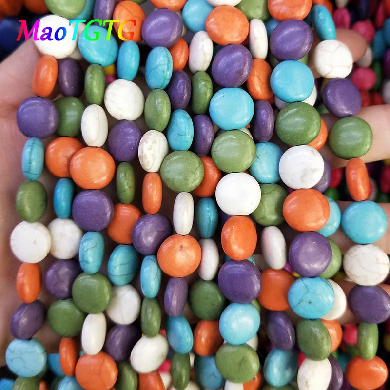 

Flat Round Turquoises Loose Beads For Jewelry Making Necklace Bracelet 12x6mm Mixed Color Turquoises Beads Accessories Wholesale