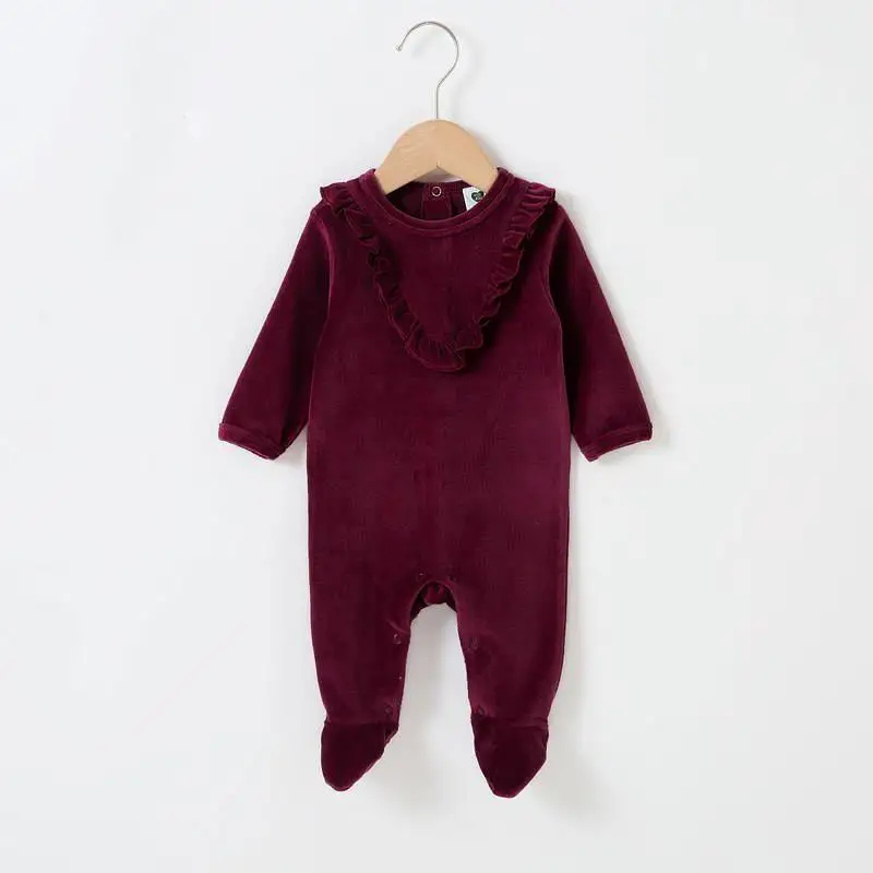 Baby-Strampler mit Langen Ärmeln Kinderkleidung Baby-Overalls Jungen- und Mädchenkleidung Baby-Jumpsuit mit Rüschen Fußlose Strampler – Detail 2