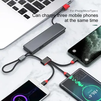 

Charger Data Cable Three Heads 3 IN 1 Magnetic Micro USB Type C Cable Fast Charging Cable For Xiaomi Iphone XR