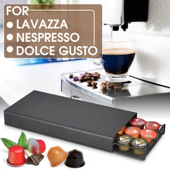 

Fashion Coffee Capsule Bracket For Dolce/Gusto/Lavazza/Nespresso 24pcs Capacity Black Iron Coffee Holder Capsules Storage Shelve
