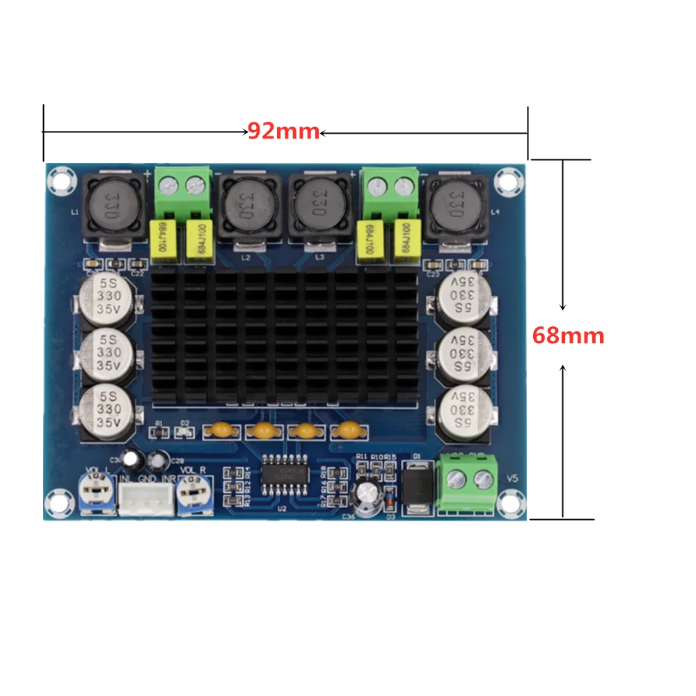 VICFINE TPA3116D2 XH-M543 Dual-channel Stereo High Power Digital Audio Amplifier Board 2*120W Amplificador DIY Module 12V-24V