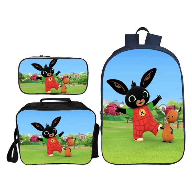 same as picture Сумка Mochila для мальчиков девочек мультфильм Bing кролик ортопедический большой путешествия ноутбук набор рюкзаков плечевая сумка школьный портфель - Цвет: same as picture