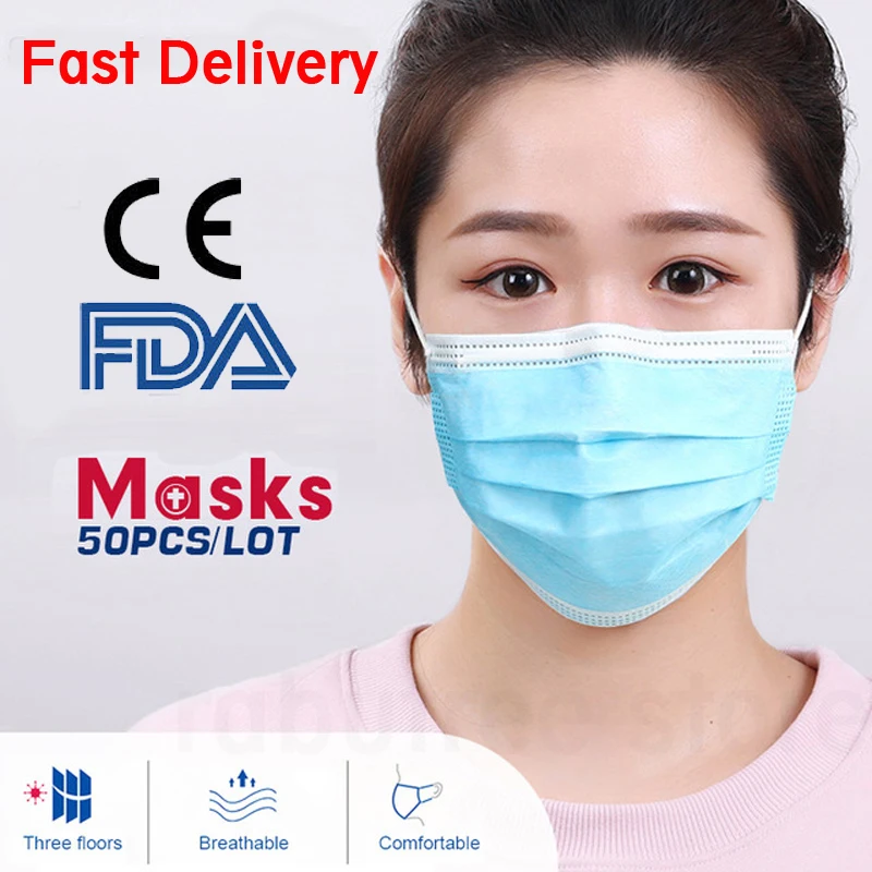 

Mouth Mask 3ply Non-woven Protective N95 Face Masks Meltblown Earloop Mouth Aseptic Production Workshop