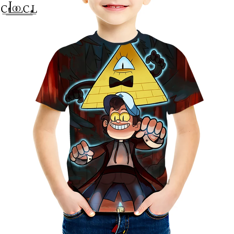 Kids T shirt 9 Детские футболки с рисунком из аниме «Гравити Фолз»; креативная детская одежда с 3D принтом для мальчиков и девочек; свитшот с короткими рукавами; Повседневные детские топы - Цвет: Kids T shirt 9