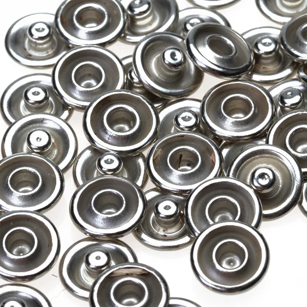 50 Sets No Sew-on Snap Buttons Metal Snaps Fasteners Press Studs Buttons for Sewing, 9.5 mm,Silver