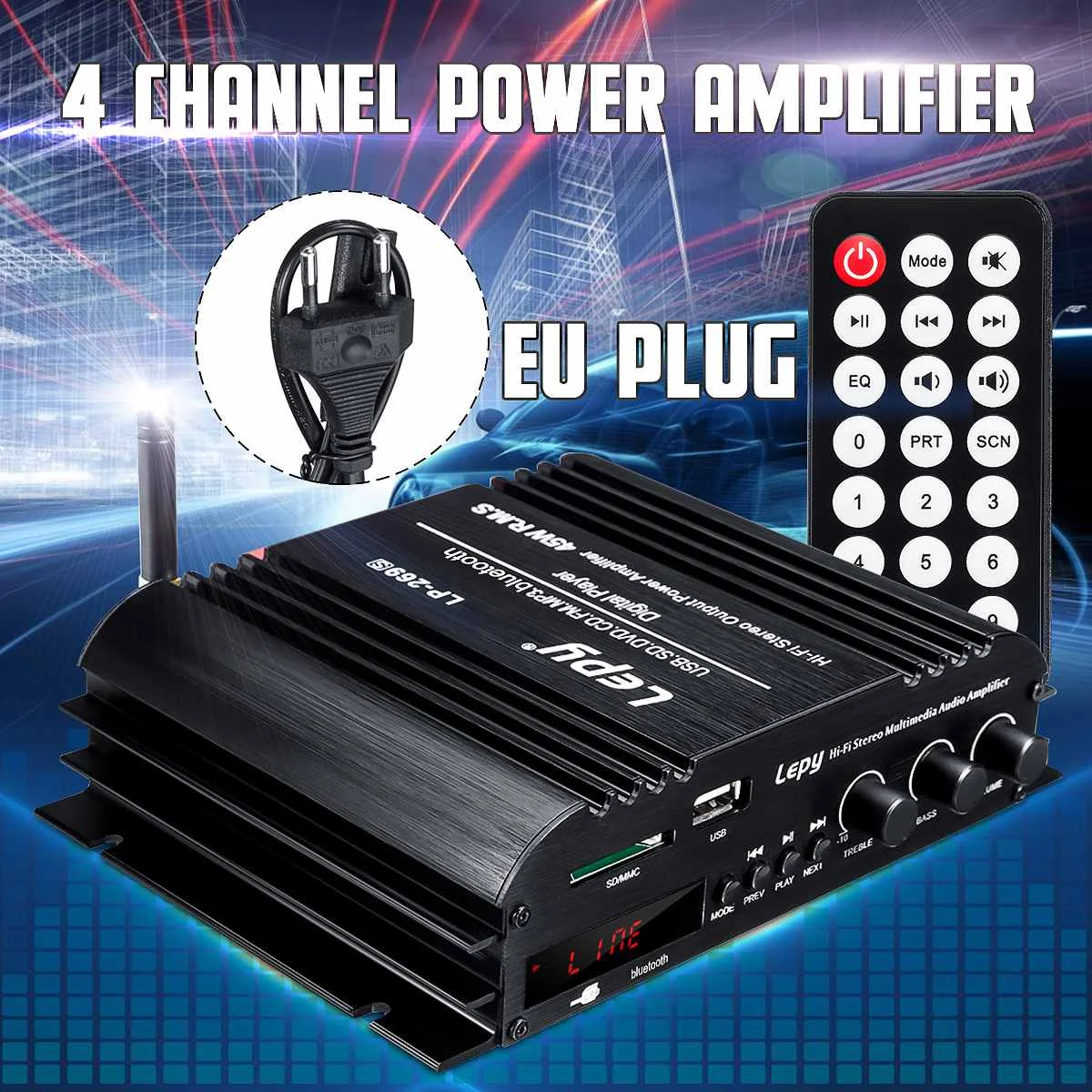 LP 269S 4 Channel Car Amplifier Speaker Power Subwoofer HiFi Amp Bass