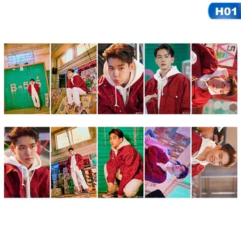 

10Pcs/Set KPOP EXO BAEK HYUN The Second Album Delight Photo Card Crystal Card Sticker Photo Card Star Card Holder Stationary Set