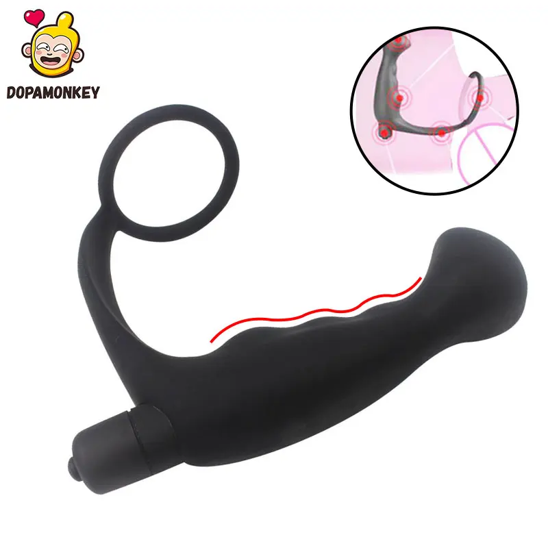 DOPAMONKEY Prostate massage silicone Anal Plug Dildo10 speeds Vibrator Butt Delay Ejaculation Ring Sex Toys For Men Gays | Красота и
