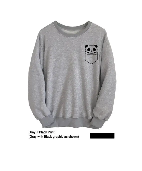 

Panda Unisex Graphic Sweatshirt Teen clothing College Crewneck Pocket Tee Fashion Cute Patches Womens Jumper Student-E013