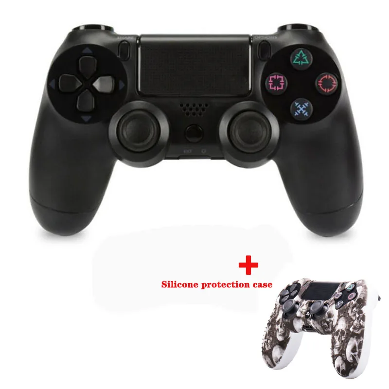 WUIYBN PS4 Геймпад беспроводной контроллер Джойстик для SONY playstation 4 DualShock 4 игровая консоль с силиконовым чехлом - Цвет: black 2