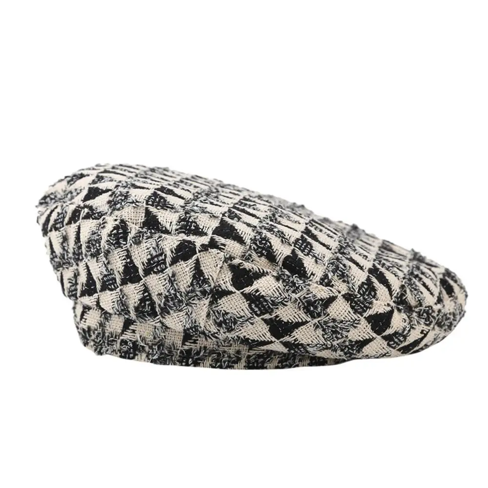 New autumn winter Plaid Beret Hats For Women French Berets Fashion Female Berets Black Berets - Цвет: Черный