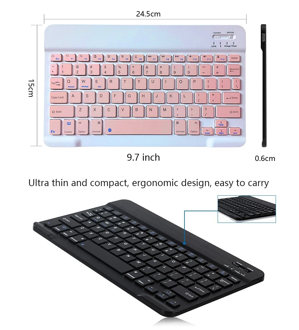 Pink Wireless Bluetooth Keyboard and Mouse Mini Spainish Keyboard Bluetooth Keyboard for Tablet IOS Android IPhone Ipad Keyboard computer keypad