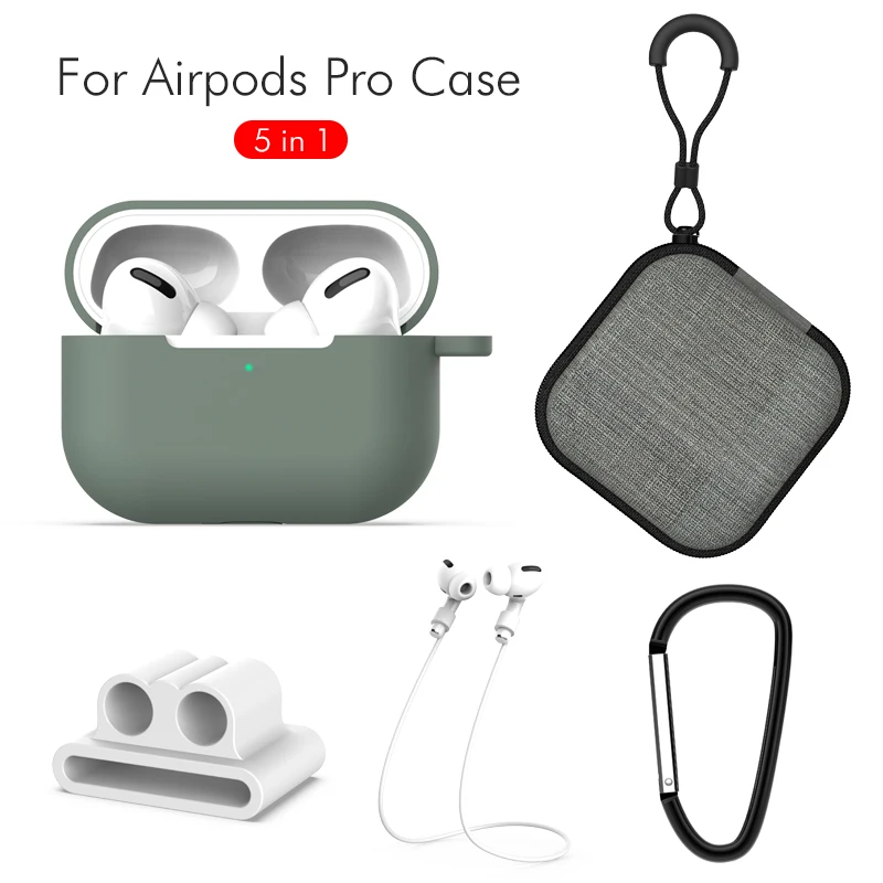 5 в 1 Аксессуары для наушников ремешок Apple AirPods Pro Чехол Для Air pods противоударный