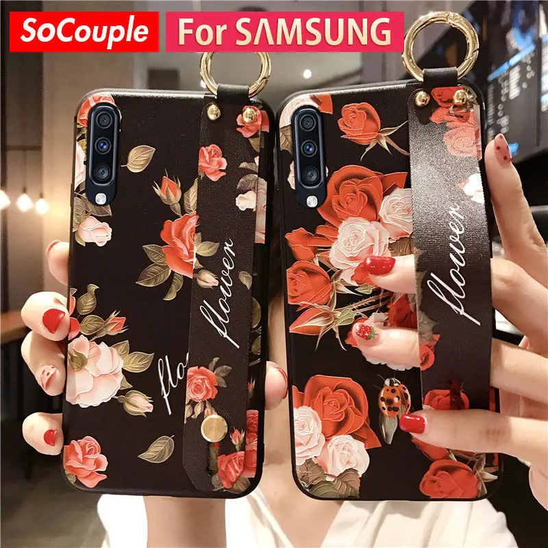 SoCouple ремешок чехол для samsung Galaxy A70 A60 A50 A40 A30 A20 A10 Мягкая силиконовая ручная полоса держатель телефона чехол Крышка