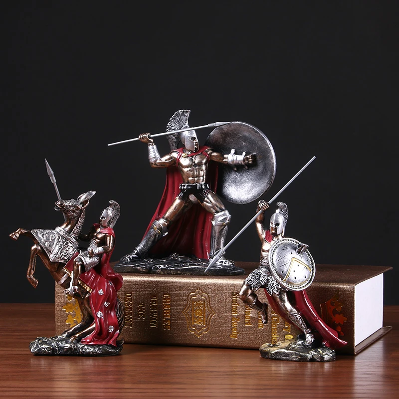 Европейский Винтажный домашний декор Спарта статуи бронированная модель Миниатюрные статуэтки Спартак воин статуэтки гостиная украшение стола