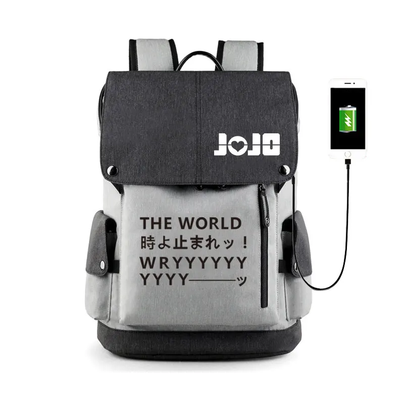 Аниме JOJO причудливый Adventrue рюкзак сумки shudent школьный нейлон путешествия USB сумка для ноутбука - Цвет: 01
