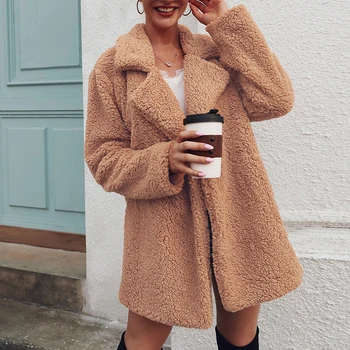 

2020 Fleece Faux Fur Coat Sweatshirts Cardigan Autumn Winter Coat Women Overcoat Plush Jackets Female Chaqueta Mujer Femme Veste