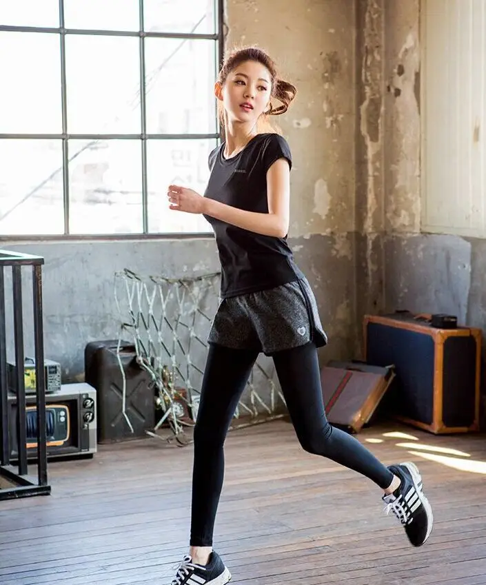 

Summer Gym Yoga Clothes Exercise WOMEN'S Cropped Trousers Quick-Dry Set Morning Run Step Sports Clothing Fat Mm Large Size Slimm