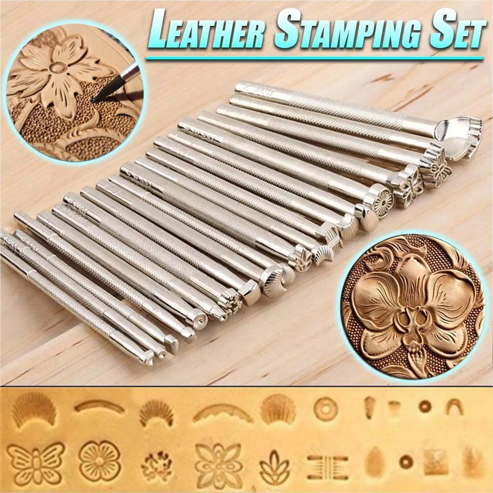 Sturdy Solid Metal AVGDeals 20 pcs Leather Working Saddle Making Tools Leather Craft Stamps Set Its Durable to use 