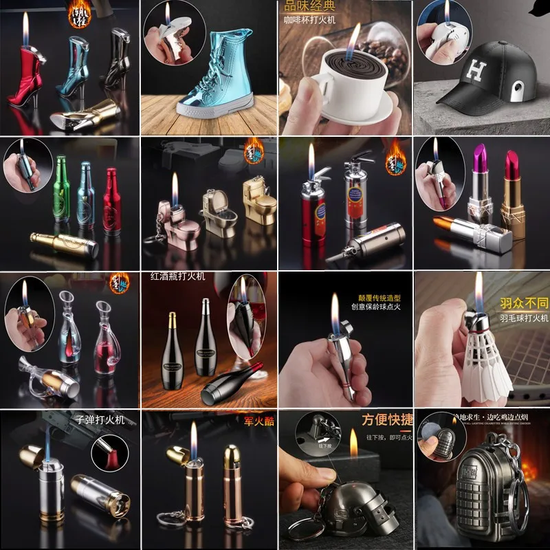 

Special offer creative lipstick beer cans military supplies styling lighter portable keychain cigarette lighter holiday gift