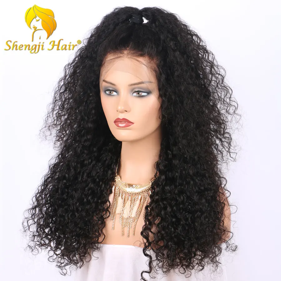 13x6 человеческие волосы на кружеве парики предварительно сорванные с волосами младенца 150% вьющиеся парики на сетке для черных женщин бразильские волосы remy SHENGJI