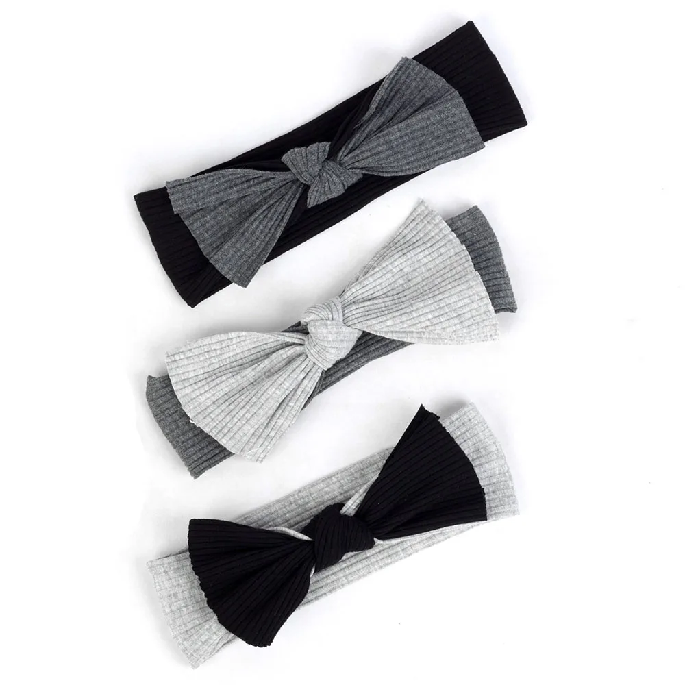 

Children's Solid Color Headband Bow Decoration Soft Elastic Headwear Knitted Fashion Baby Hairband Casual Ribbing Headwrap