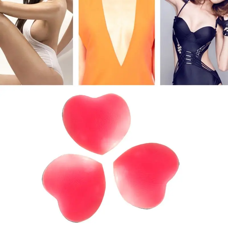 2 Pairs Womens Strapless Backless Silicone Nipple Cover Sexy Pink Heart Shaped Invisible Pasties Reusable Adhesive Breast Pad