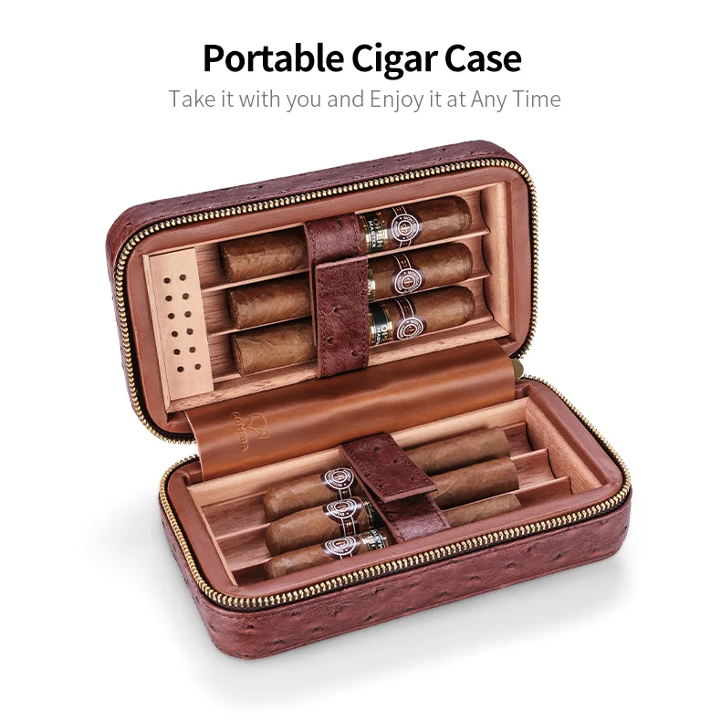 Leather Cigar Box with Hygrometer and Humidifier... MEGACRA Cedar Cigar Humidor 