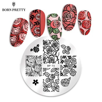 

BORN PRETTY Rose Flower Nail Stamping Templates Stainless Steel Rose Image Plate Nail Stamp Plates Stencil Manicuring DIY Tools