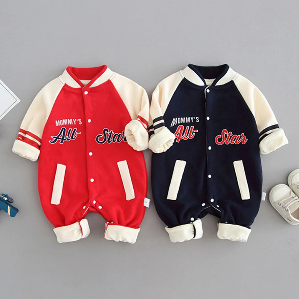 Patchwork Baby Boy Clothes Baby Baseball Uniform Letter jumpsuit For Kind Newborn Overalls Infant Baby Romper Spring& Autumn