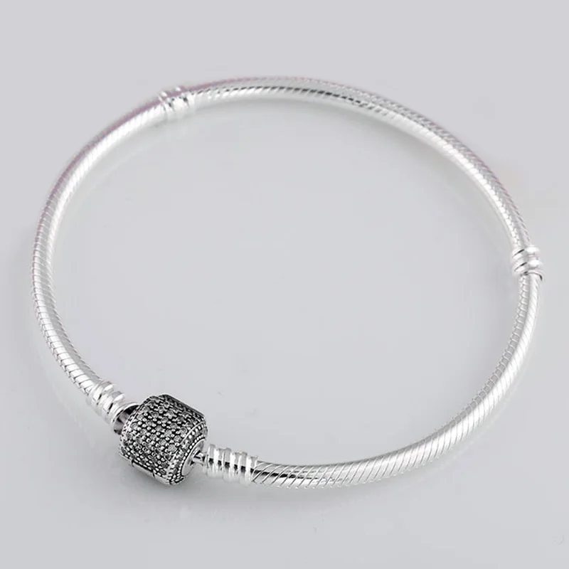 Оригинальная Фирменная застежка-цепочка-змейка с кристаллами, браслет, браслет, подходит для бусины из стерлингового серебра 925, Браслет-Шарм, сделай сам, европейская бижутерия