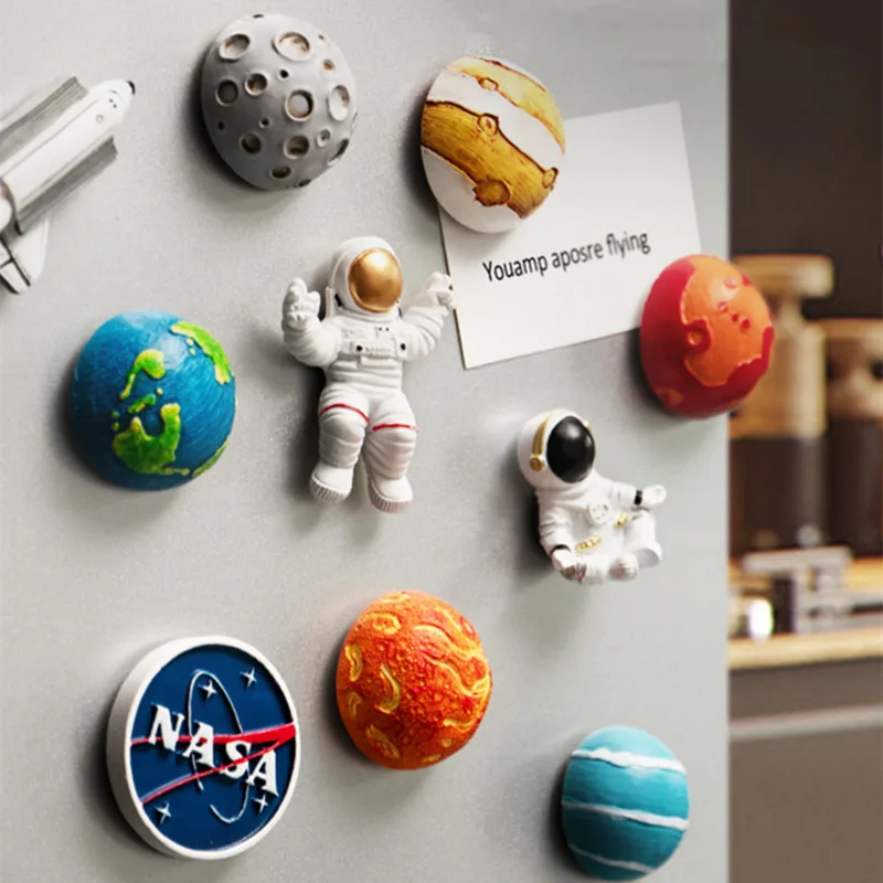 3D Happy Planet Series Refrigerator Sticker Space Astronaut Spaceship Earth Resin Magnetic Message Board Home Decoration Sticker magnetic sticker magnetic fridge stickers refrigerator decor