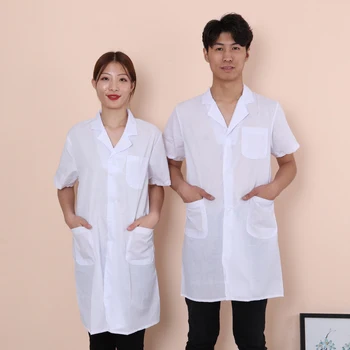 

Unisex Lab Warehouse Coat Overall Disposable Work Hooded Coveralls Protective Short Sleeve Summer Clothing Suit