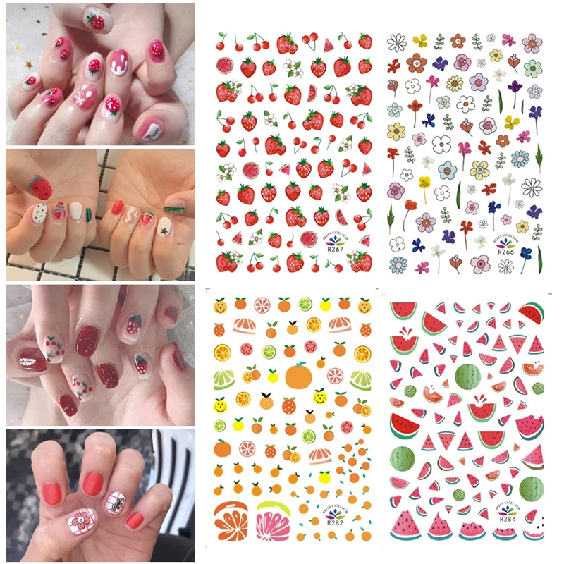 1pc Cute Fruit Nail Stickers Adhesive Decoration Nail Art Stickers DIY