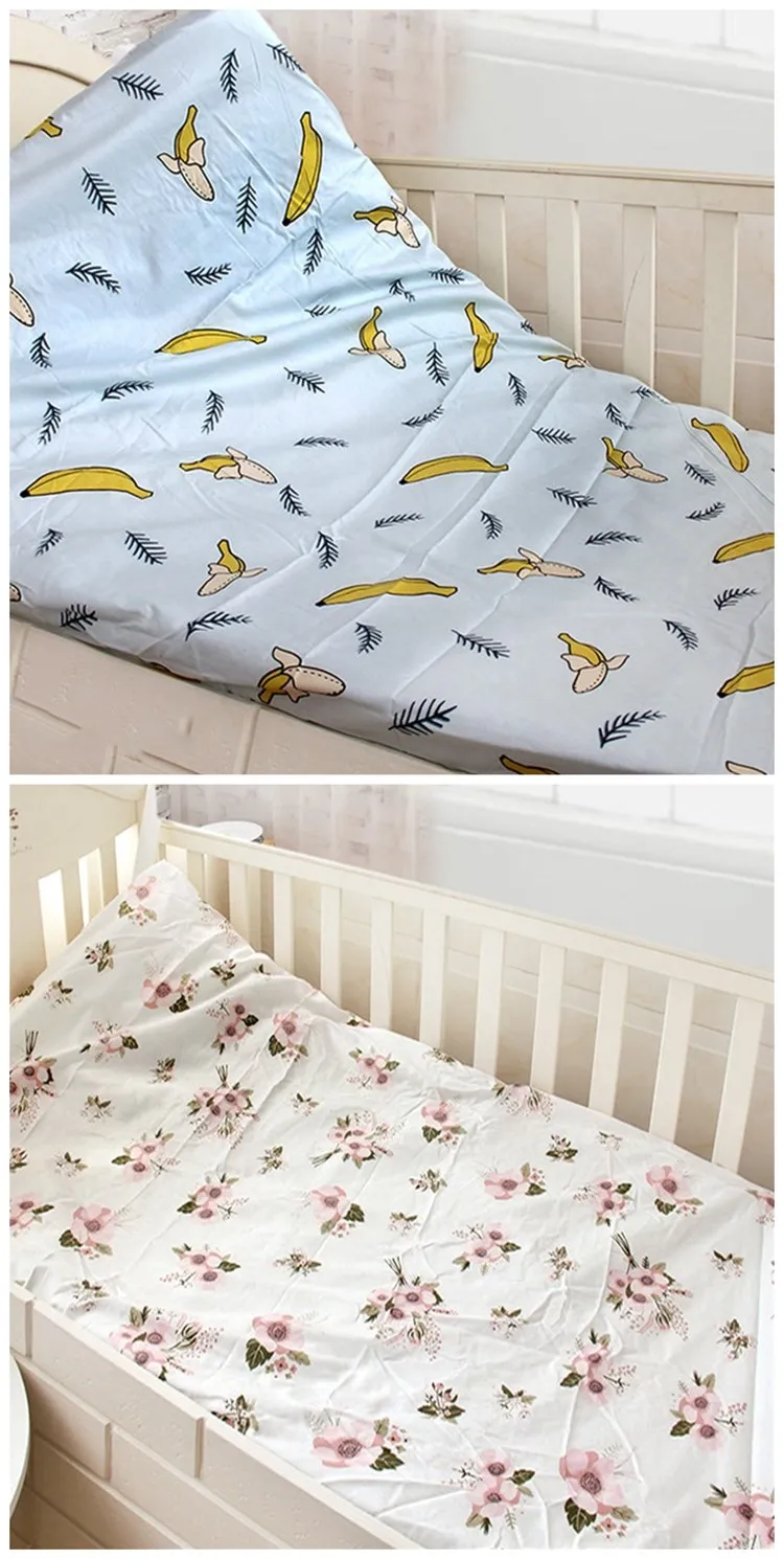 Хлопковый чехол матраса для детской кроватки, простыня с принтом, эластичная простыня для новорожденного малыша,, постельные принадлежности для новорожденных