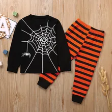 Осенне-зимний костюм для девочек; Семейные комплекты пижам с рисунком паука для мальчиков и девочек; пижамный комплект со штанами; одежда для сна