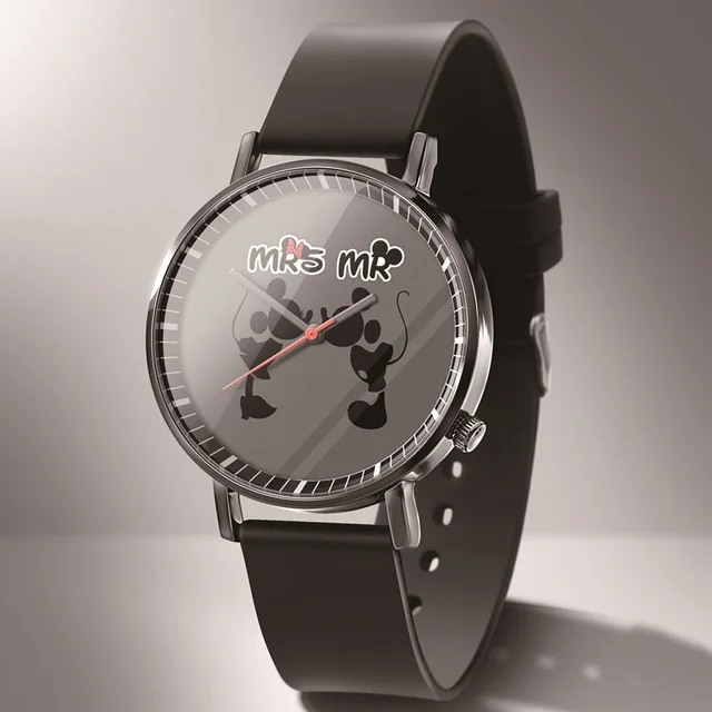 Reloj mujer, новинка, роскошные брендовые кварцевые женские часы с Микки Маусом, модные, черные, кожаные, Мультяшные, милые, для студентов, детские часы Zegarek damski