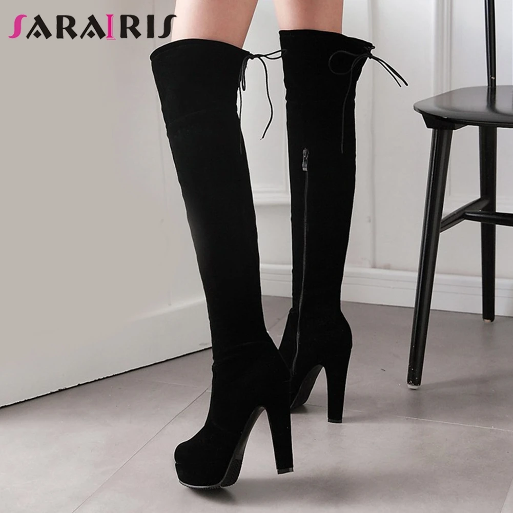 

SARAIRIS Big Size 33-43 Brand New Lady Platform Boots High Heels Over The Knee Boots Women Party Sexy Thigh High Shoes Woman