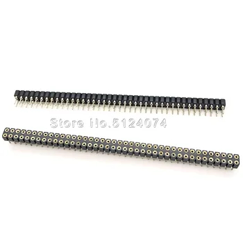 

5pcs/lot 2.54 double row Round hole Female Header Connector pin header 2*40pin spacing 2.54mm Circular hole pin gold-plated