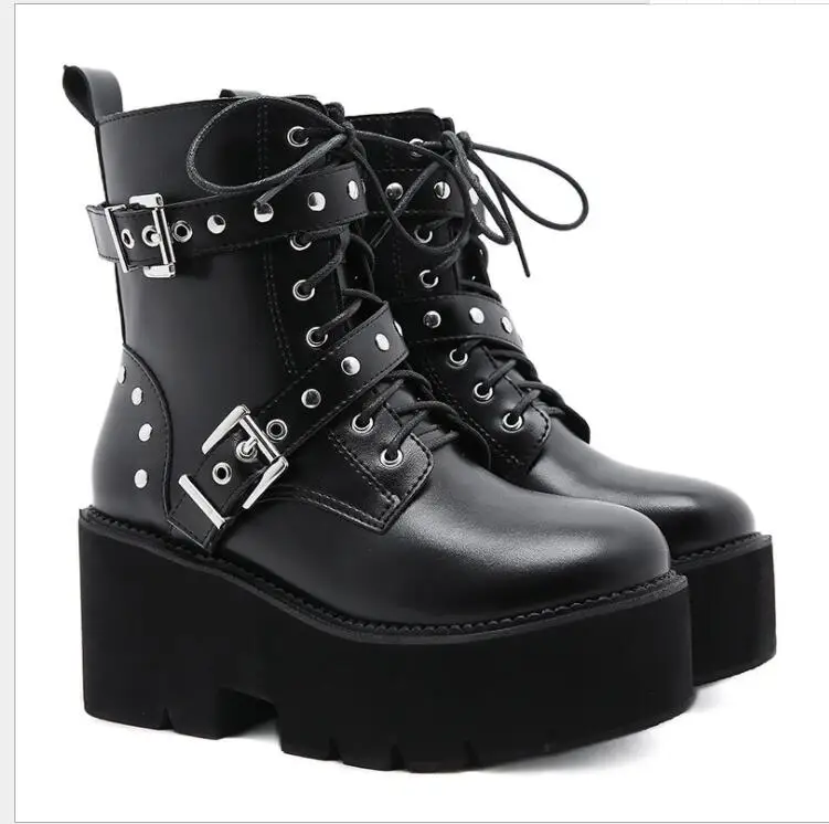 New Women Boots Ankle Genuine Leather Platform Round Toe Black Boots Women Classic Boots Winter Brand Luxury Women Shoes