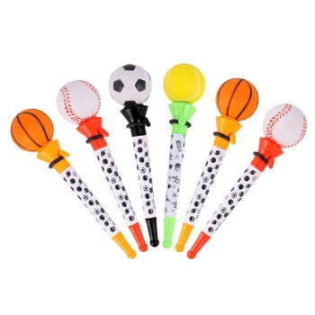 

6 PCS Sports Themed Bouncing Ball Pen Creative Shape Pressure Relief Ball Point Pen Personalized Novelty Office Stationeri