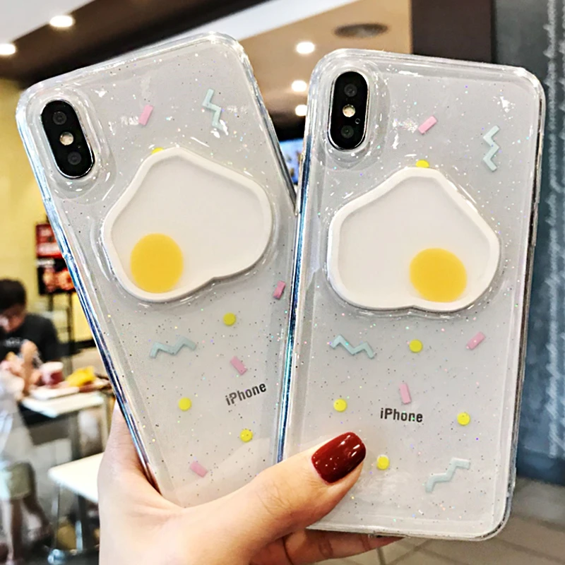

Fashion Eggs soft silicon cover cases for iPhone 11 PRO MAX X XR 6 6S 7 8 Plus Transparent Liquid Glitter Quicksand Case Cover