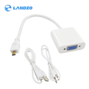 

Raspberry pi 4 Micro HDMI to VGA adapter With USB data cable and with Audio Port cable or Computer, Desktop, Laptop, PC, Monitor