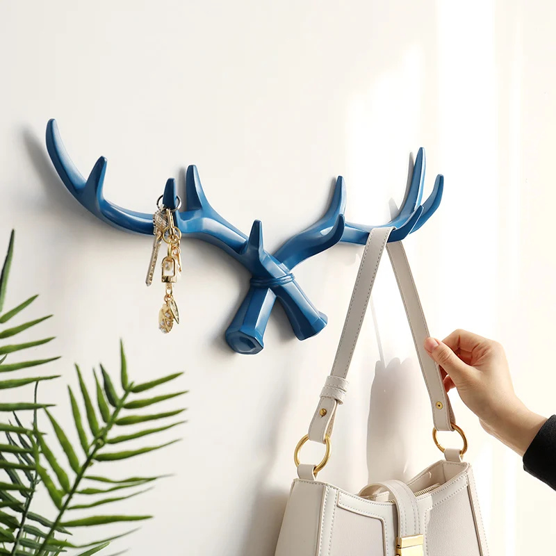 Настенная вешалка-крючок из смолы с рогом оленя в скандинавском стиле для ключей, вешалка для сумок, сумок, шляп, пальто, настенная вешалка, декоративные крючки для домашнего декора