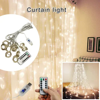 

Curtain Lights String USB Powered Remote Control Decorative Lamp for Parties Home Decorations CLH@8