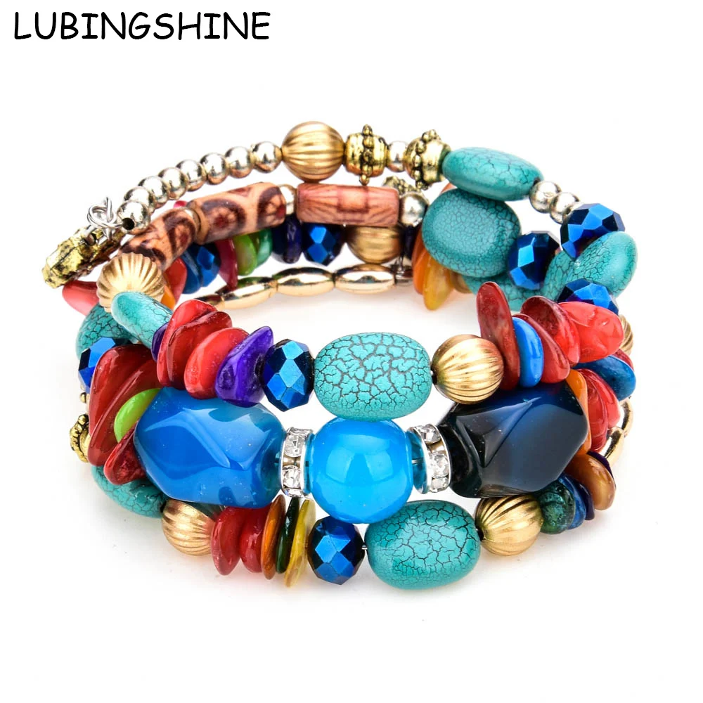 LUBINGSHINE натуральные каменные бусины ювелирные изделия многослойные подвески