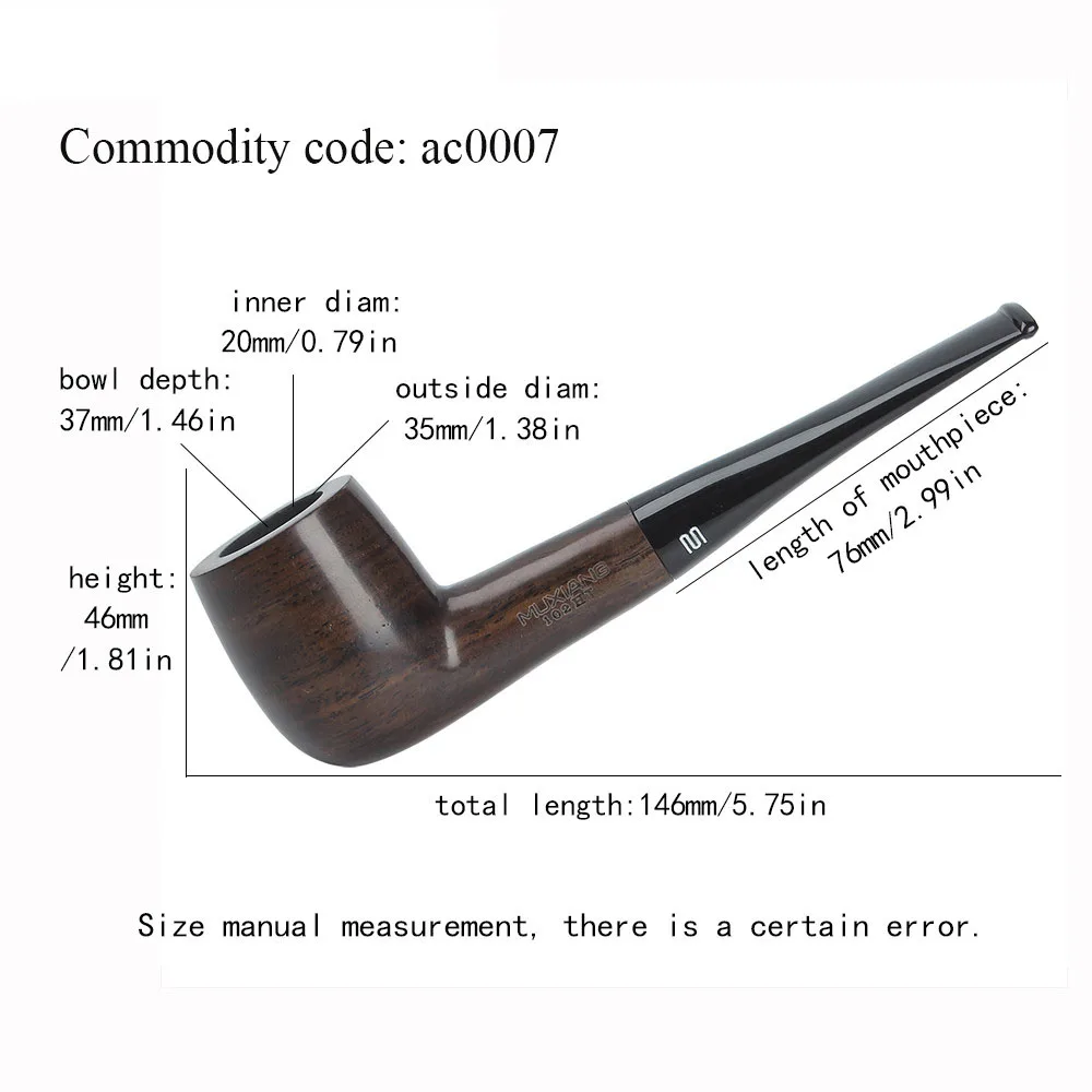 ac0007 Ру-Лидер продаж эбеновая деревянная курительная трубка с 9 мм фильтром из активированного угля сигарные аксессуары для трубок для отца-бойфренда подарок ac00M - Цвет: ac0007
