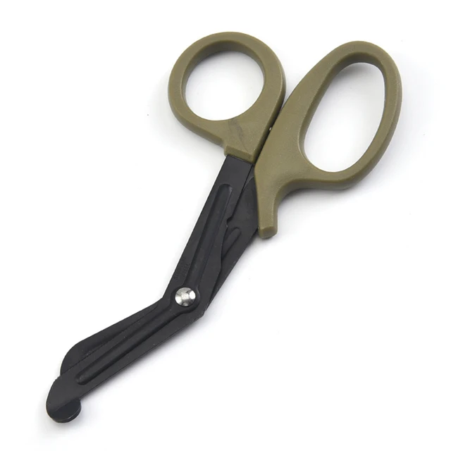Nurse Trauma Scissors Nursing Survive Paramedic Medical Rescue Scissors Gauze Bandage Emergency First Aid Shear for Outdoor Camp brown gray